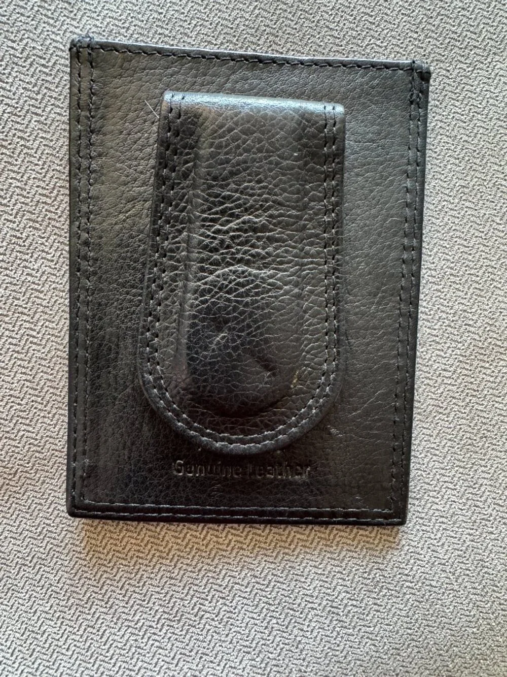 Vera Pelle Black Leather Card Holder with Money Clip